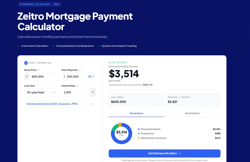 Zeitro Mortgage Calculator